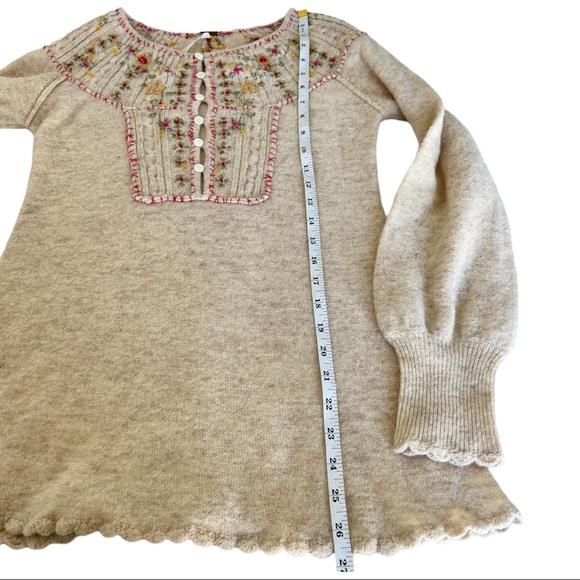Free people wool blend embroidered floral sweater Small - Picture 9 of 13